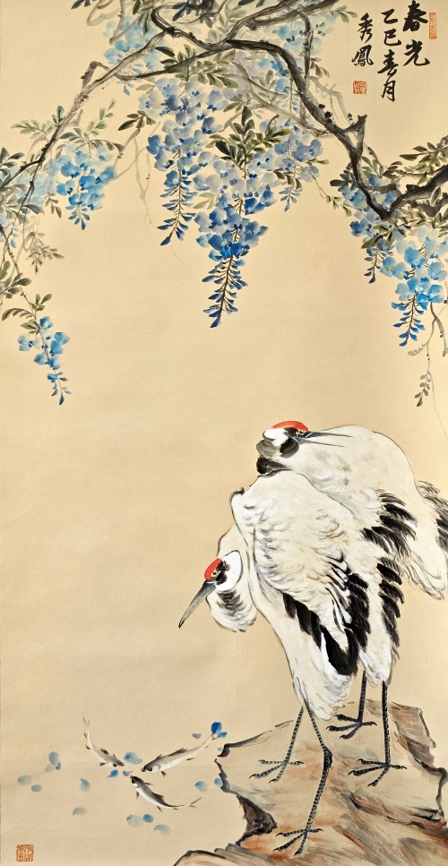 11-邢秀鳳-中國石油化工股份有限公司-國畫-春光-138X68cm(外框193x77)