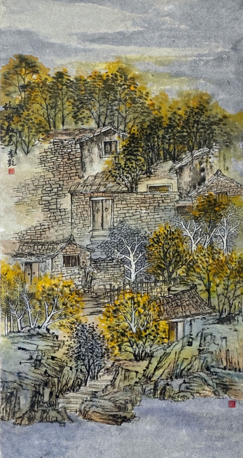 54-李艷-濟南能源集團有限公司-油畫-故園秋色-138X69cm(外框188x77)