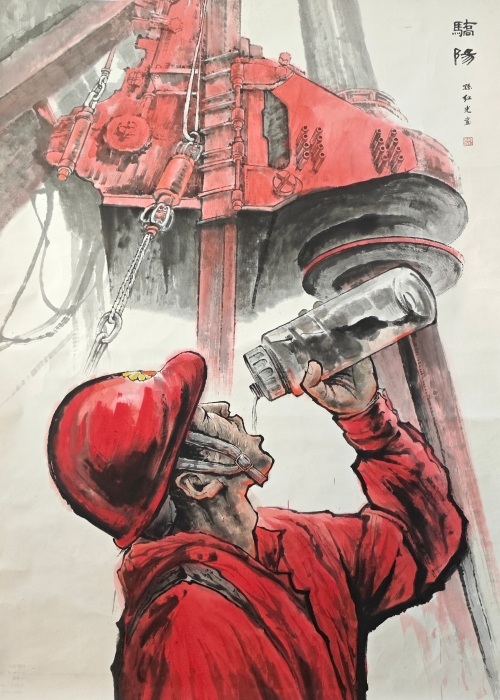 16-孫紅光-中國石油天然氣股份有限公司-國畫-驕陽-200X136cm(外框272x150)