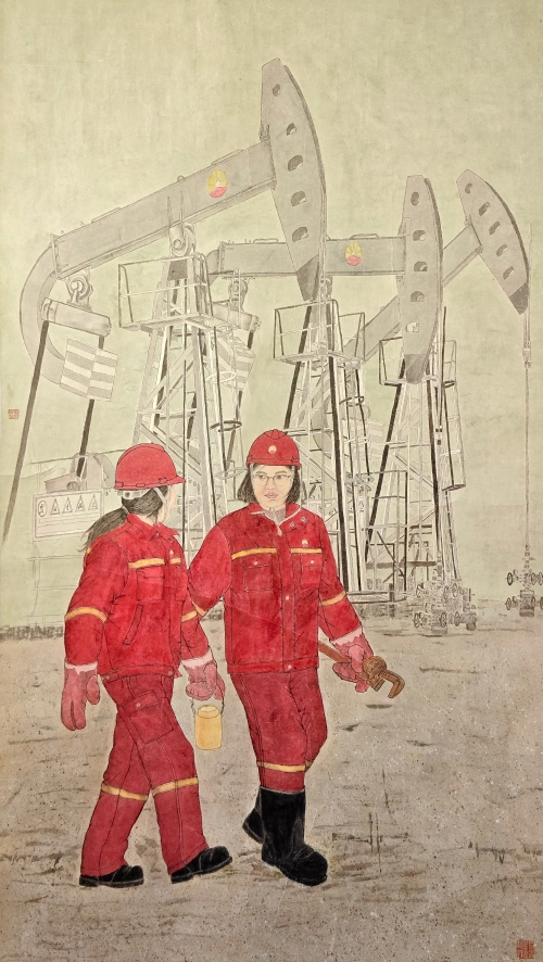 42-夏秋-中國石油天然氣集團有限公司-石油花-國畫-220X133cm-外框尺寸-272X148CM