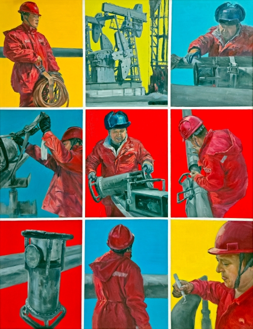 58-夏鵬-中國石油天然氣股份有限公司-油畫-爸爸的朋友圈-160x120cm外框尺寸175x135ccm