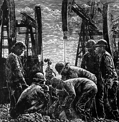 81-何立生-中國石油化工集團有限公司-油脈律動-版畫-78×78--外框尺寸93x93cm