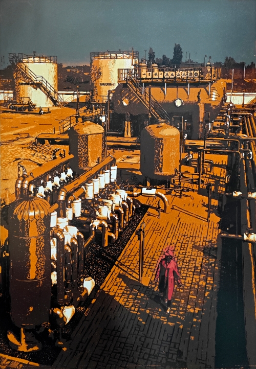 69-呂啟順-中國石油天然氣集團有限公司-迎著朝陽-版畫-100x70cm-外框尺寸-115x85cm