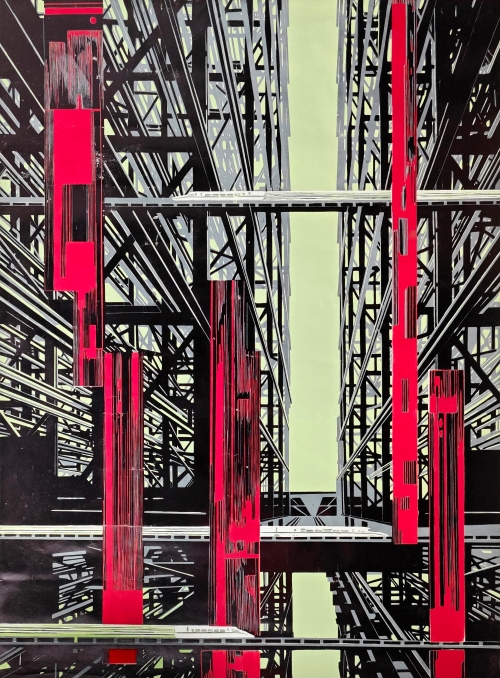 76-閆建萍-華陽(yáng)新材料科技集團(tuán)有限公司-和諧時(shí)代的陽(yáng)光-版畫(huà)-120×90cm-外框尺寸146x109cm