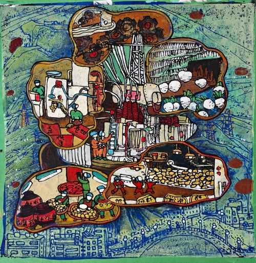 78-吳莉珊-國家電網有限公司-“綦”心點亮鄉(xiāng)村夢-版畫-55×55cm-外框尺寸63x63cm